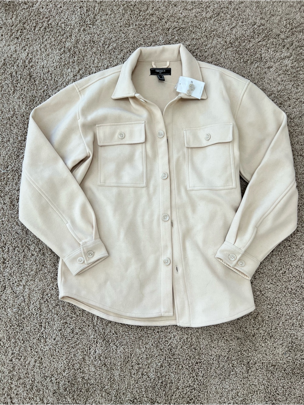 Forever 21 Cream Jacket with Chest Pockets